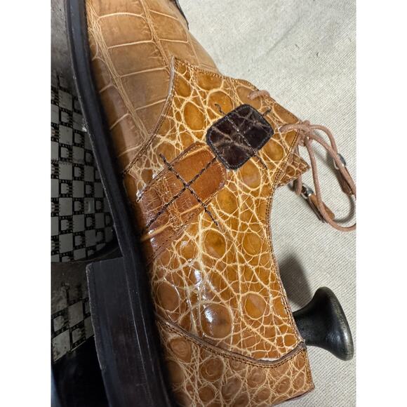 David Eden Shoes Mens Size 9 Brown Atlas Genuine Alligator Lace Up Square Toe main image 6